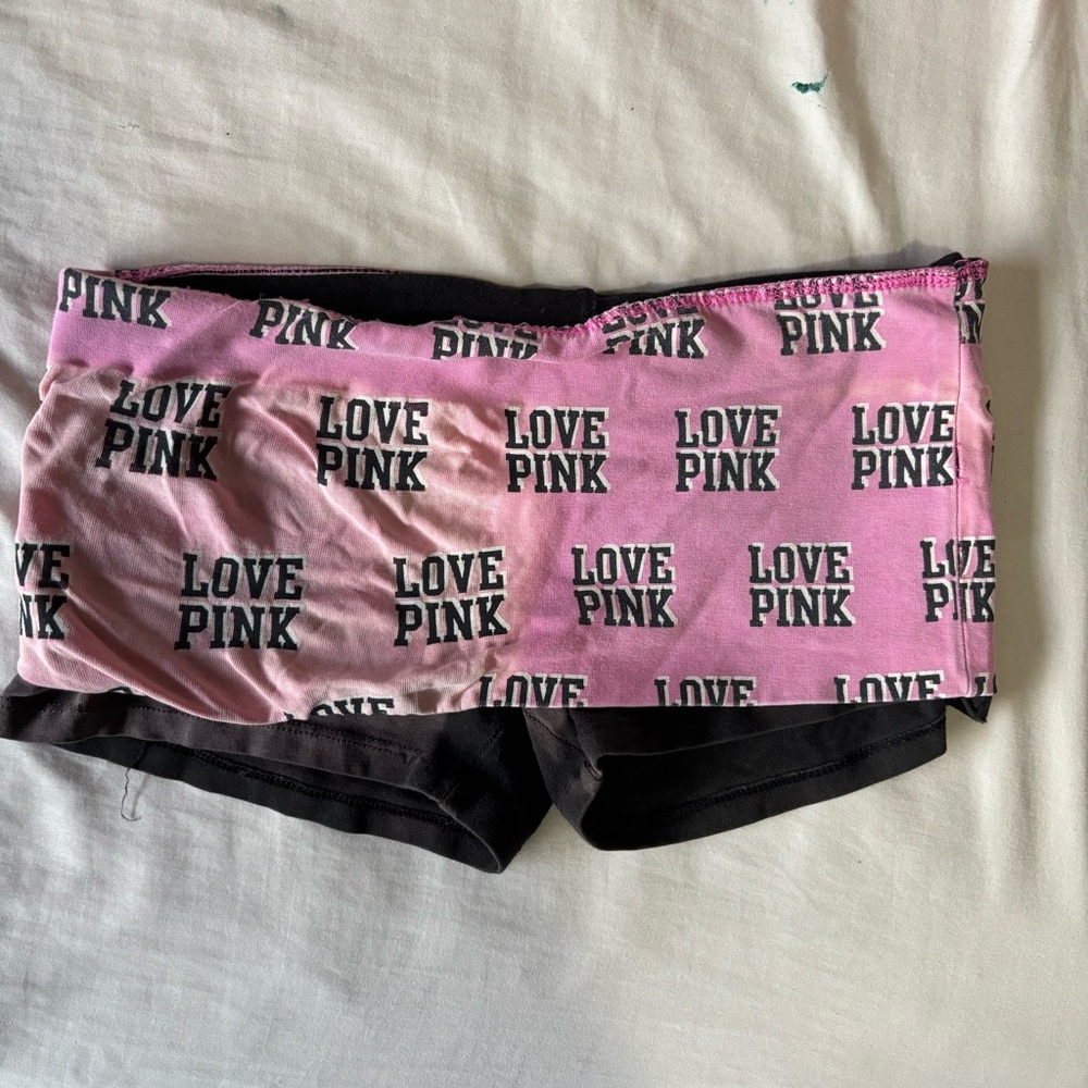 PINK Victoria's Secret Love Pink Shorts - Pink and Black